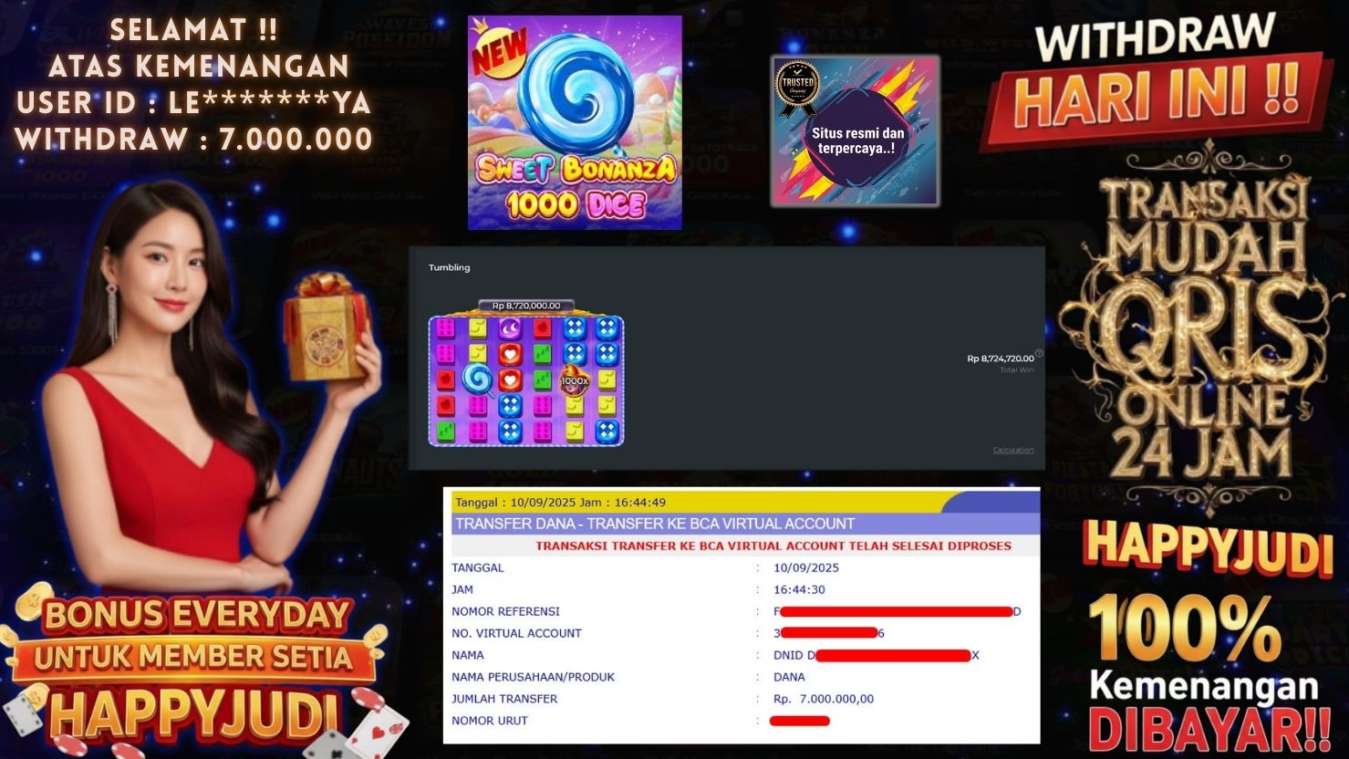 HAPPYJUDI JACKPOT SLOT SWEET BONANZA 1000 DICE